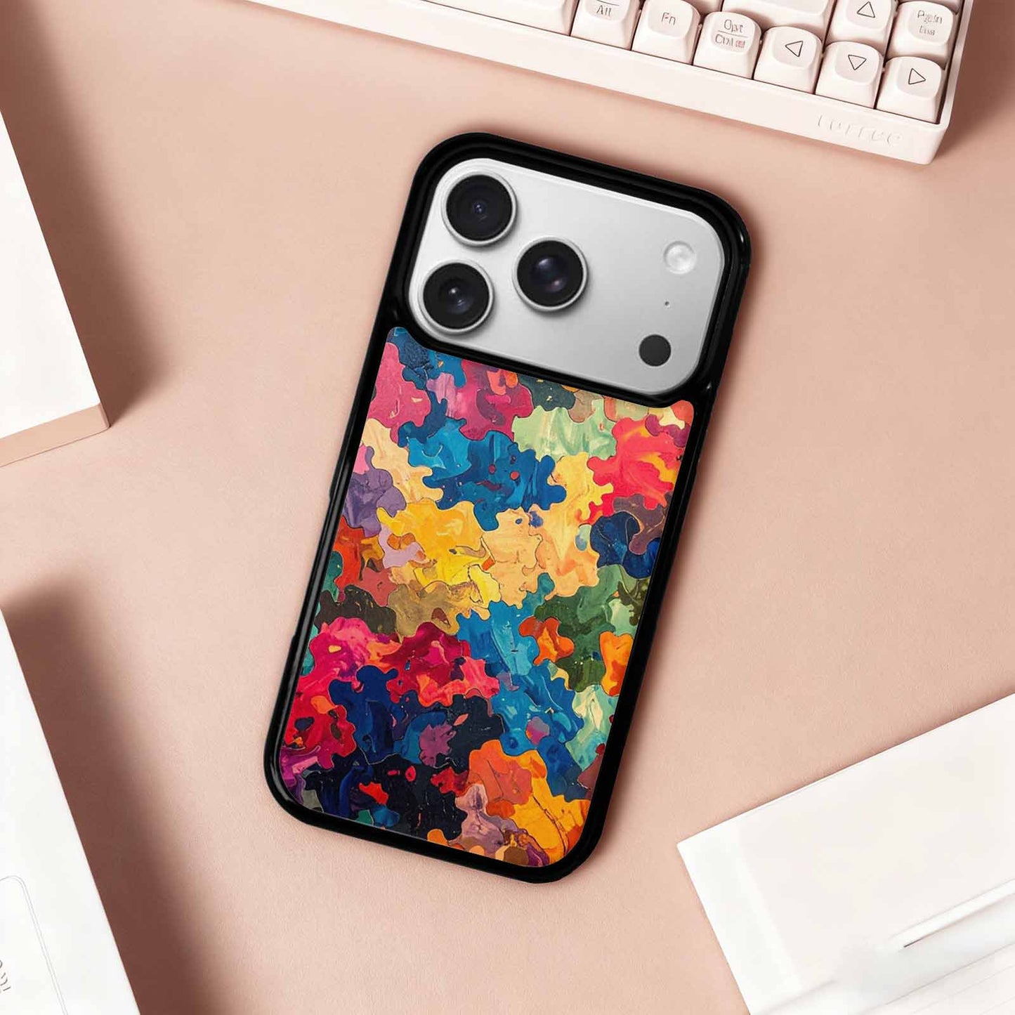 iPhone 17 Pro Case — Camo Patches Full Color Vibrant Camo, Personalized Phone Case