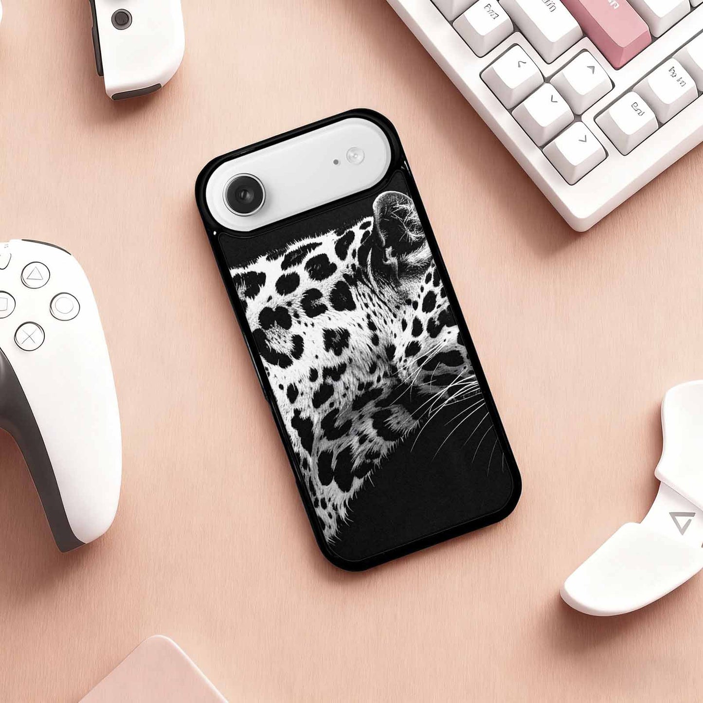 iPhone 17 Air Case — Leopard Print Black And White Animal, Customized Protective Case