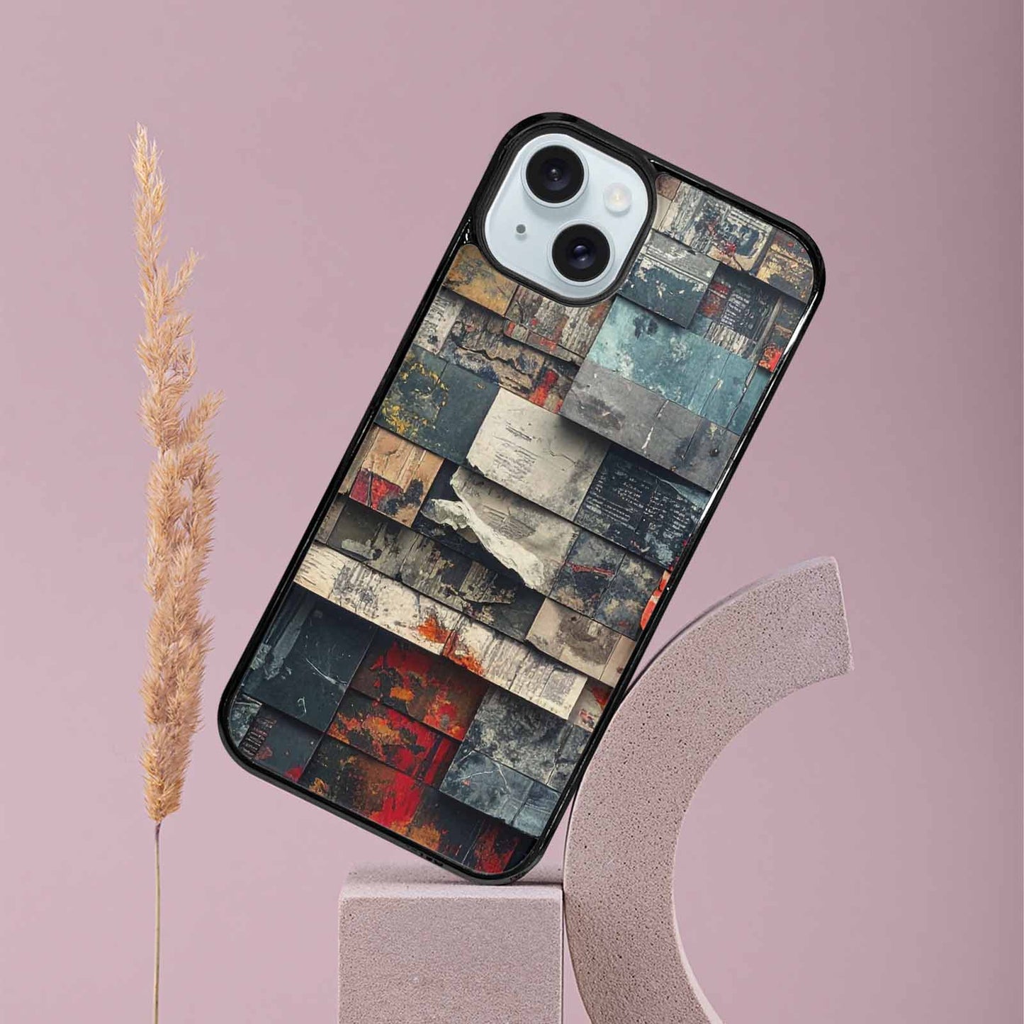 iPhone 15 Plus Case — Distressed Grunge Texture Pattern Hundreds Of, Custom Designed Case Cover