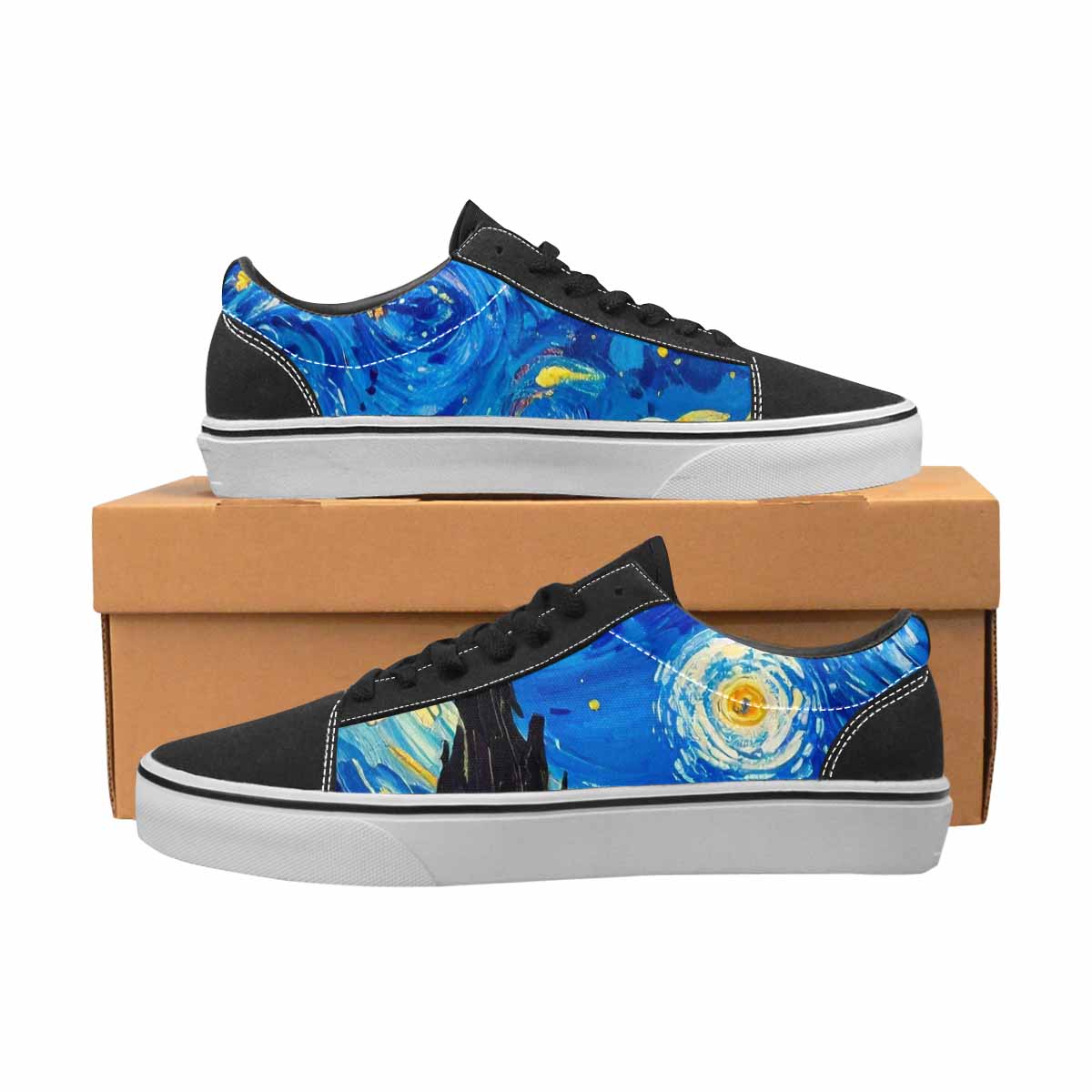 WOMEN'S Starry Night Van Gogh Canvas Lace-Up Cottagecore Custom Sneakers
