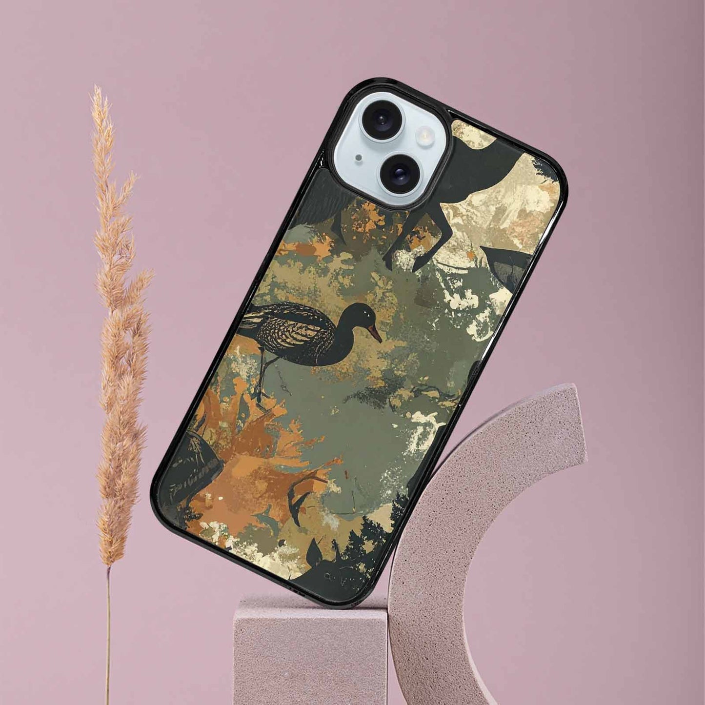 iPhone 15 Plus Case — Hunting Camouflage Pattern With Deer And, Personalized Phone Case