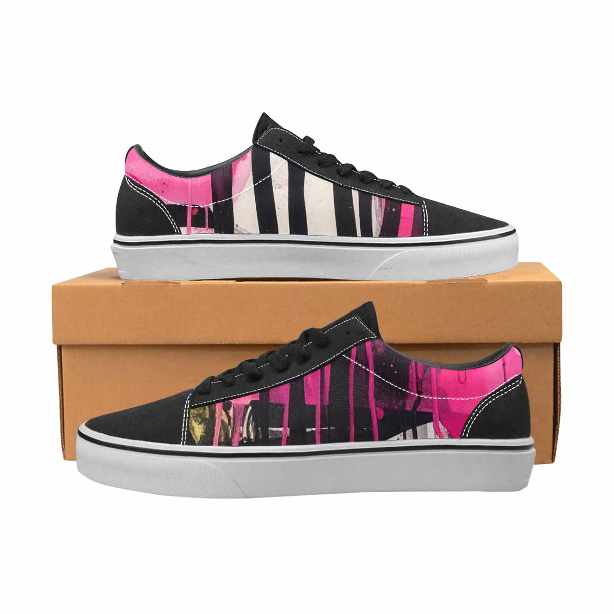 WOMEN'S Zebra Stripe Burst Lace-Up Canvas Dark Academia Sneakers