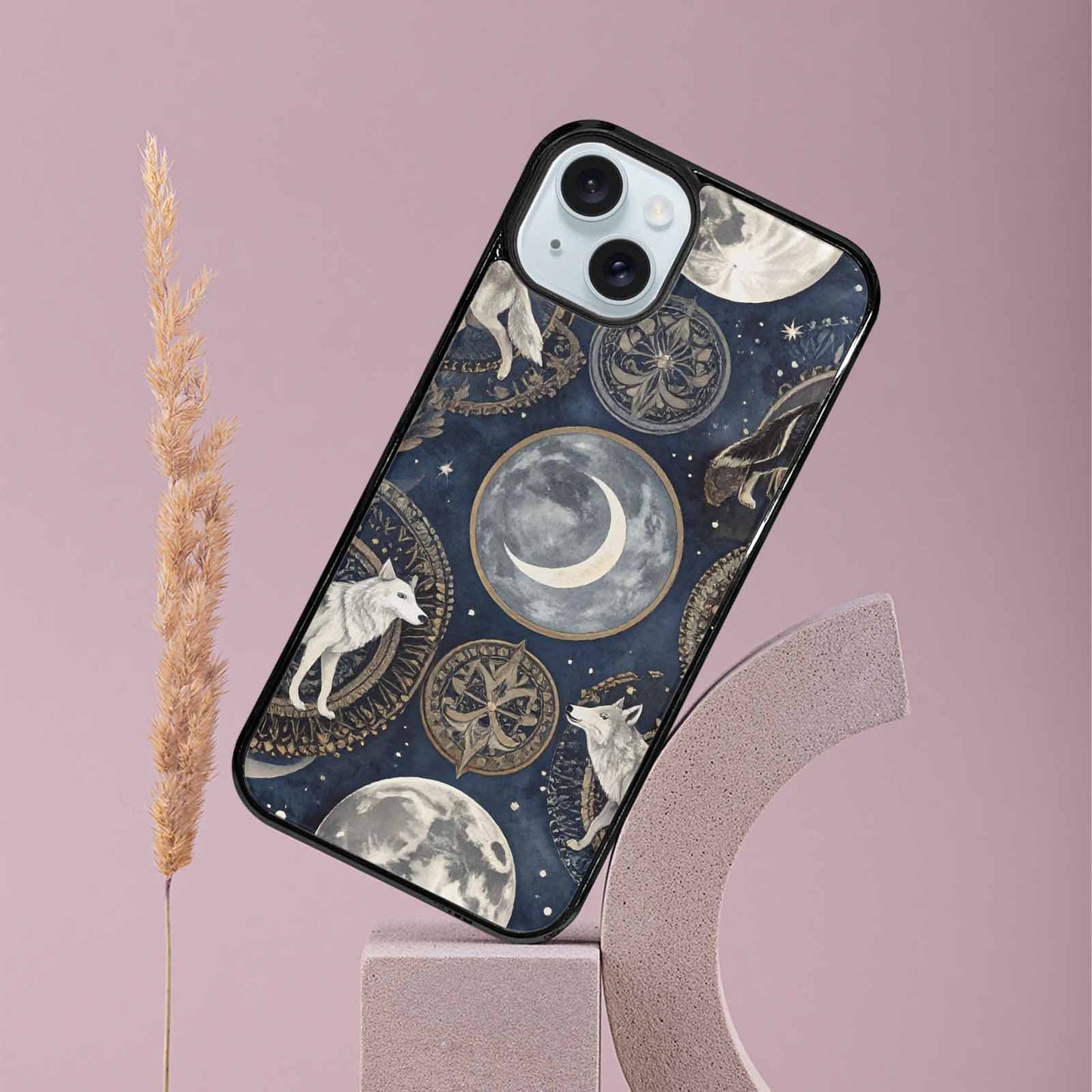iPhone 15 Plus Case — Wolves Everywhere Collage Overlap Small Wolf, Unique Phone Case Design
