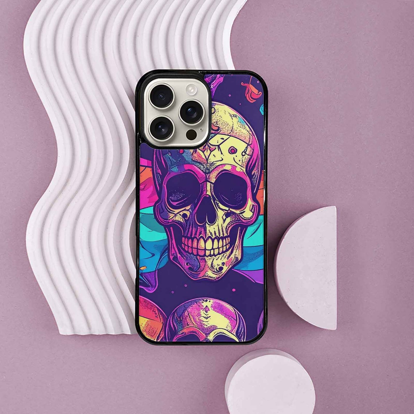 iPhone 16 Pro Max Case — Pride Flag Skulls Seamless Pattern Vibrant, Personalized Phone Case