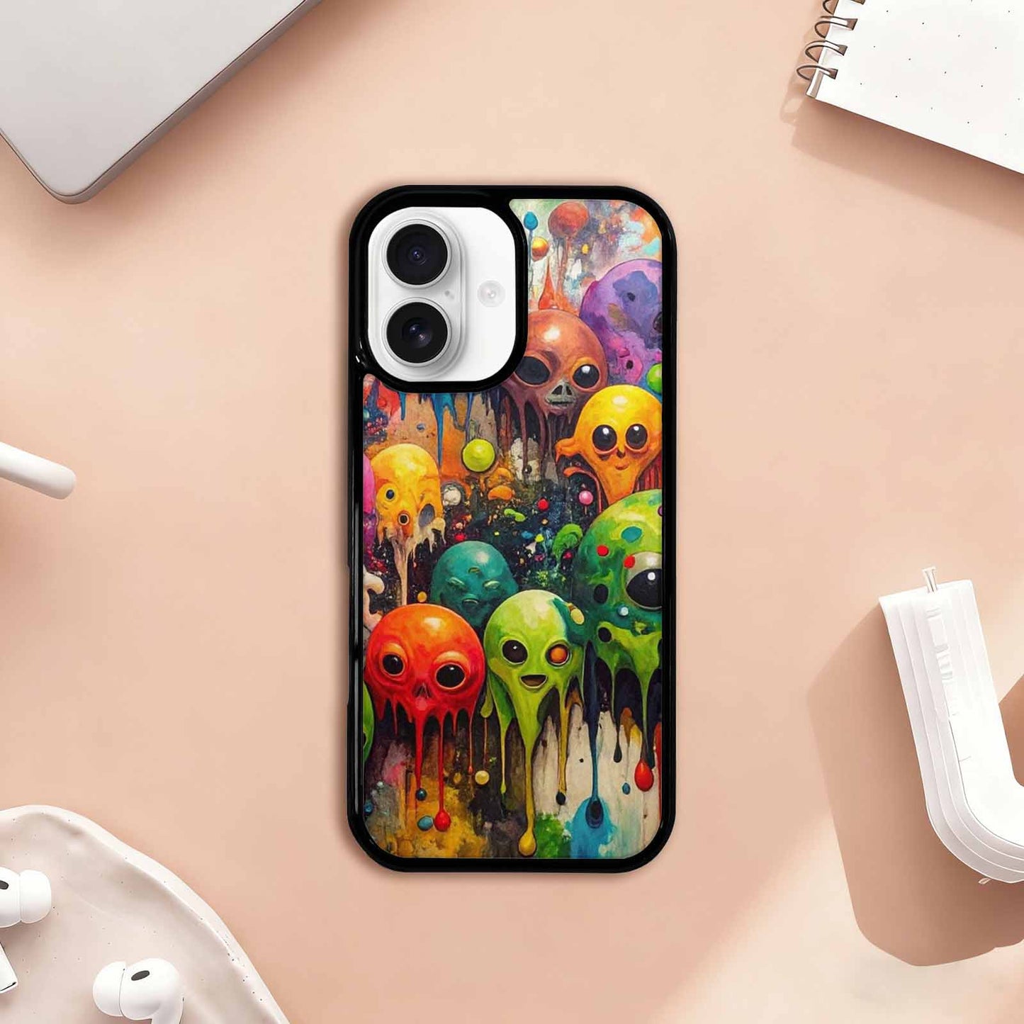 iPhone 17 Case — Aliens Camomelting Aliens Patt Alien Scifi, Custom Print Case Cover