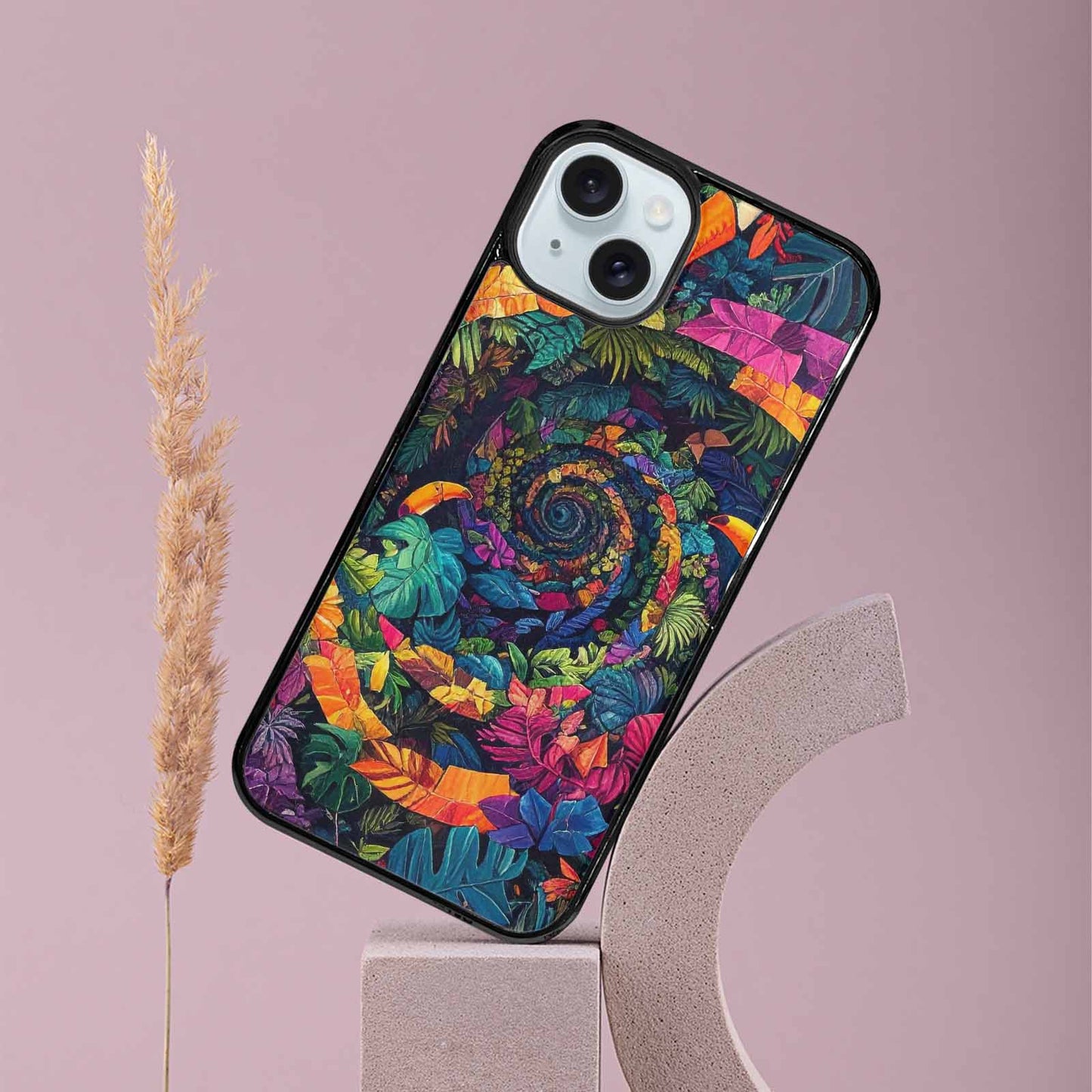 iPhone 15 Plus Case — Toucan Jungle Toucan Jungle Pattern Hundreds, Custom Phone Case