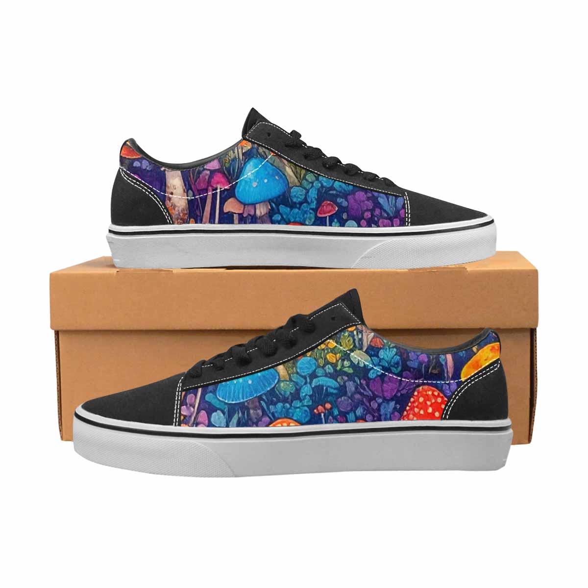 WOMEN'S Mushrooms (general) Lace-Up Canvas Kaleidoscope Custom Sneakers