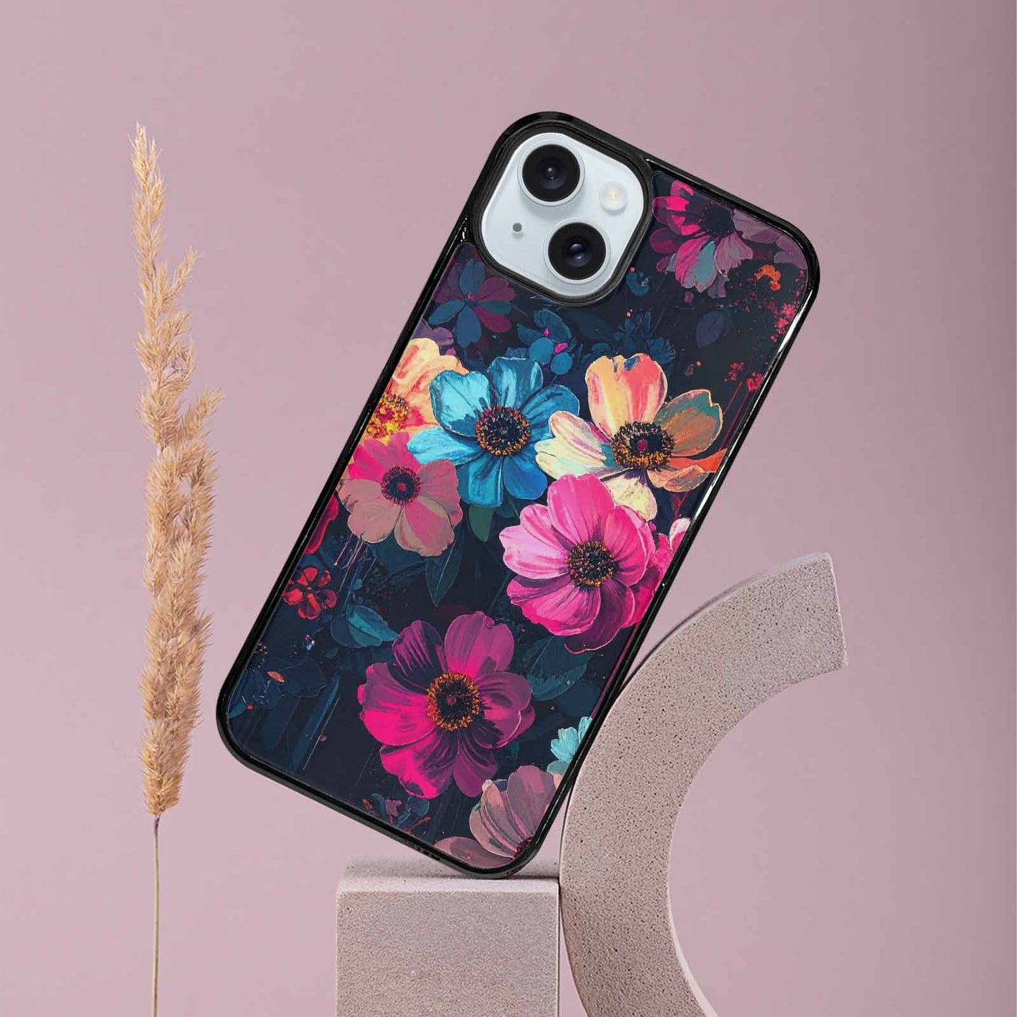 iPhone 15 Plus Case — Shadowy Glitch Floral Pattern Hundreds Of, Custom Designed Case Cover