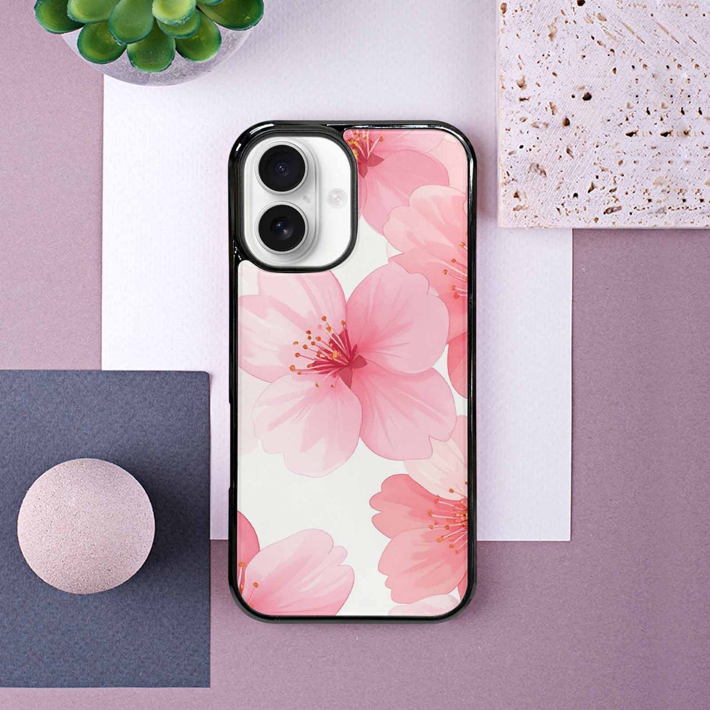 iPhone 16 Case — Japanese Cherry Blossom Pattern Sakura Flowers, Custom Printed Phone Case