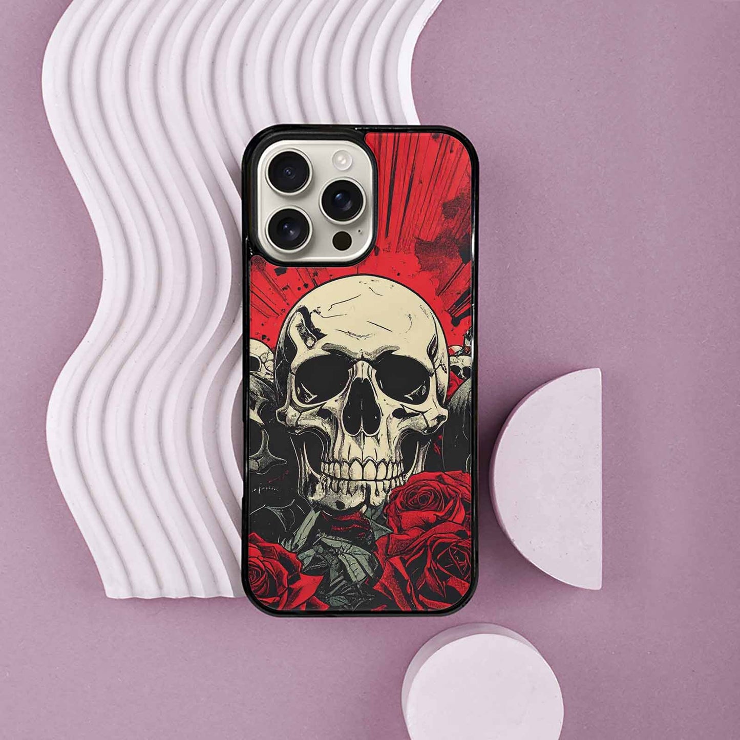 iPhone 16 Pro Max Case — Skull Dark Art Gothic Print, Custom Printed Phone Case