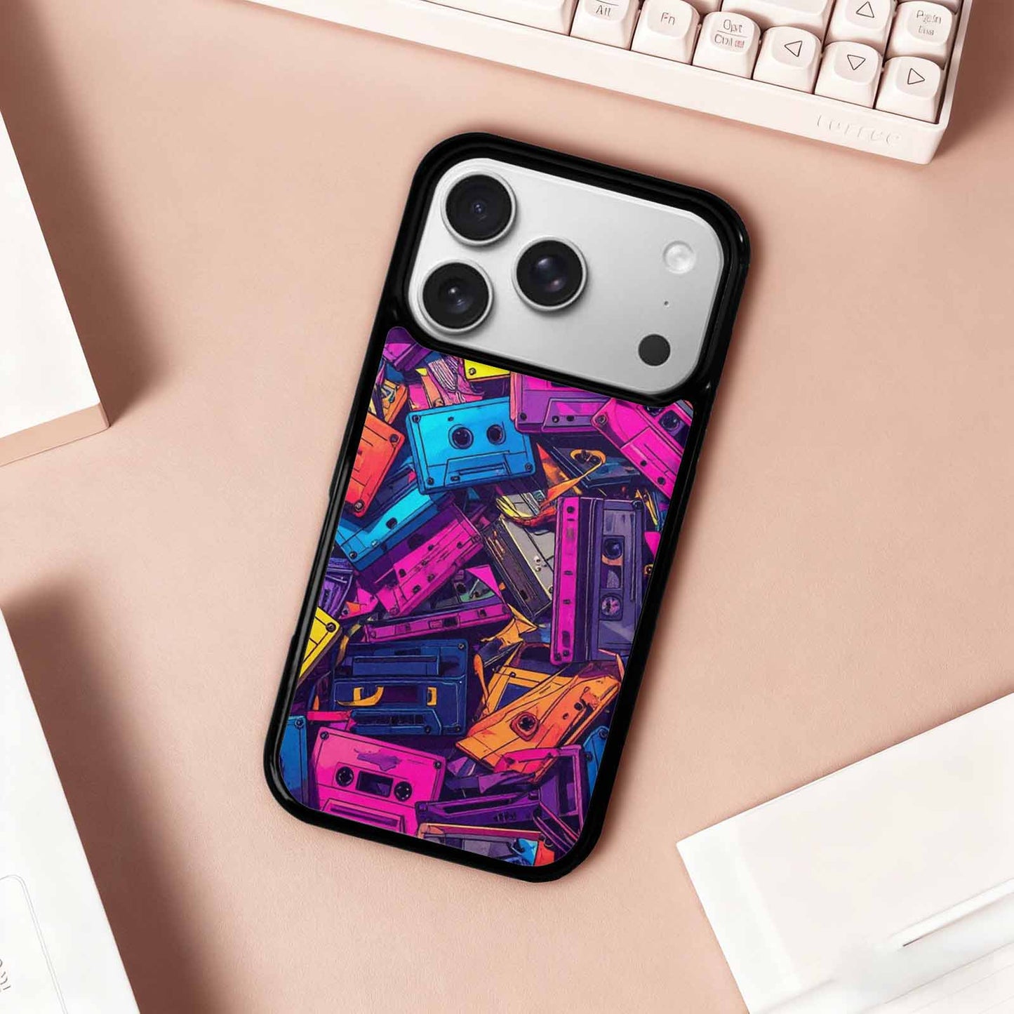 iPhone 17 Pro Case — Retro Cassette Tape Pattern Hundreds Retro, Custom Phone Case