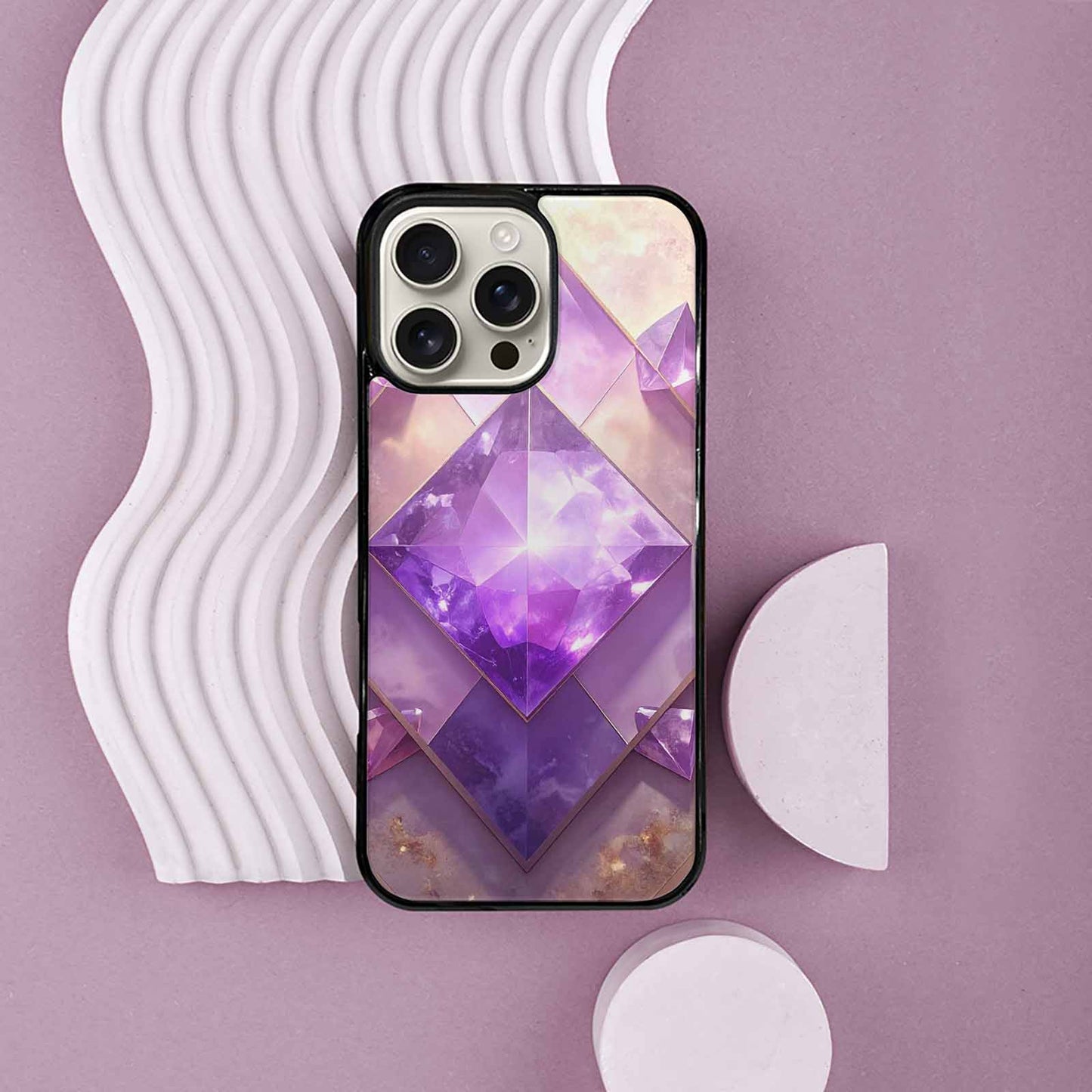 iPhone 16 Pro Max Case — Amethyst Crystal Art Pattern Personalized Phone, Personalized Phone Case