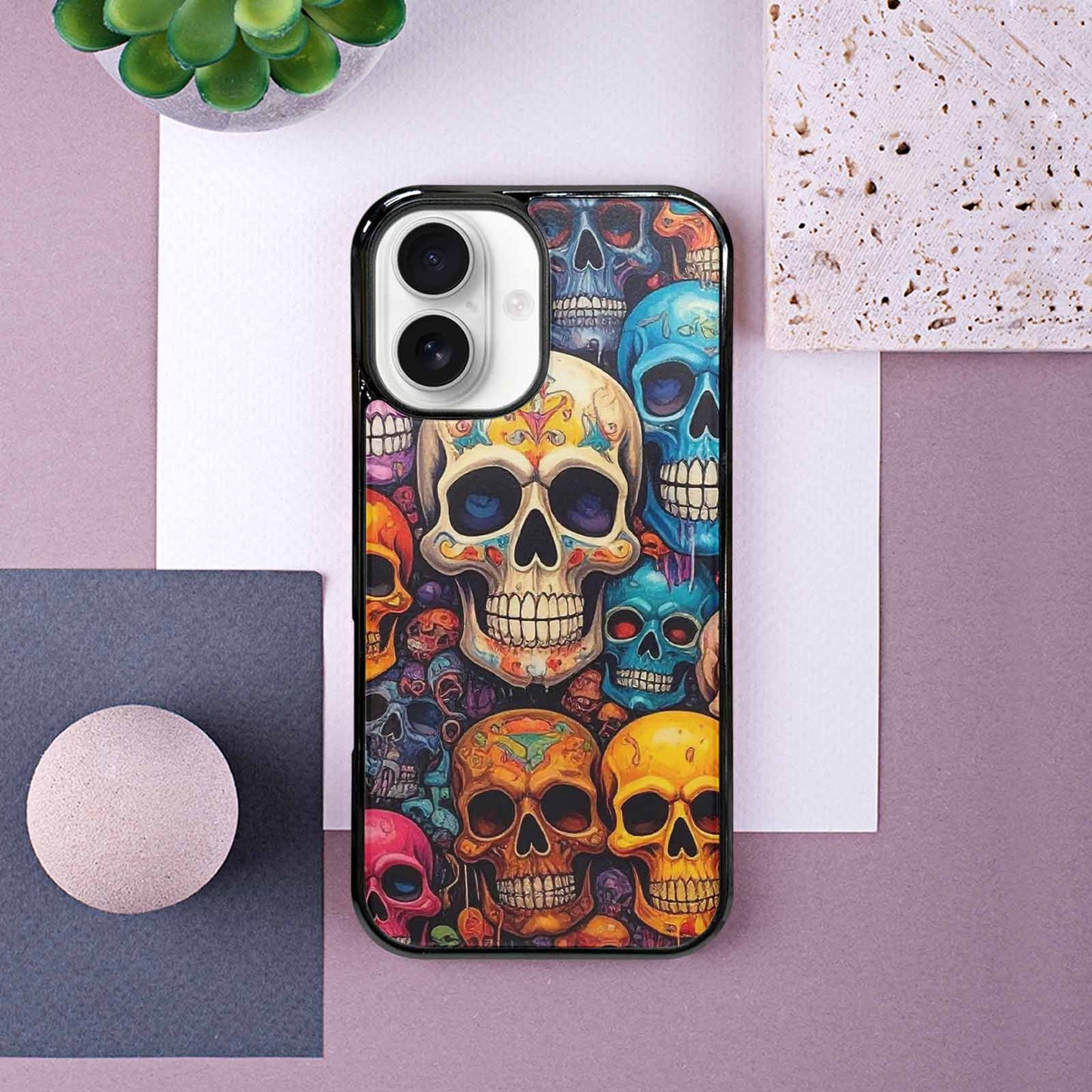 iPhone 16 Case — Skulls General Skulls Pattern, Unique Phone Case Design
