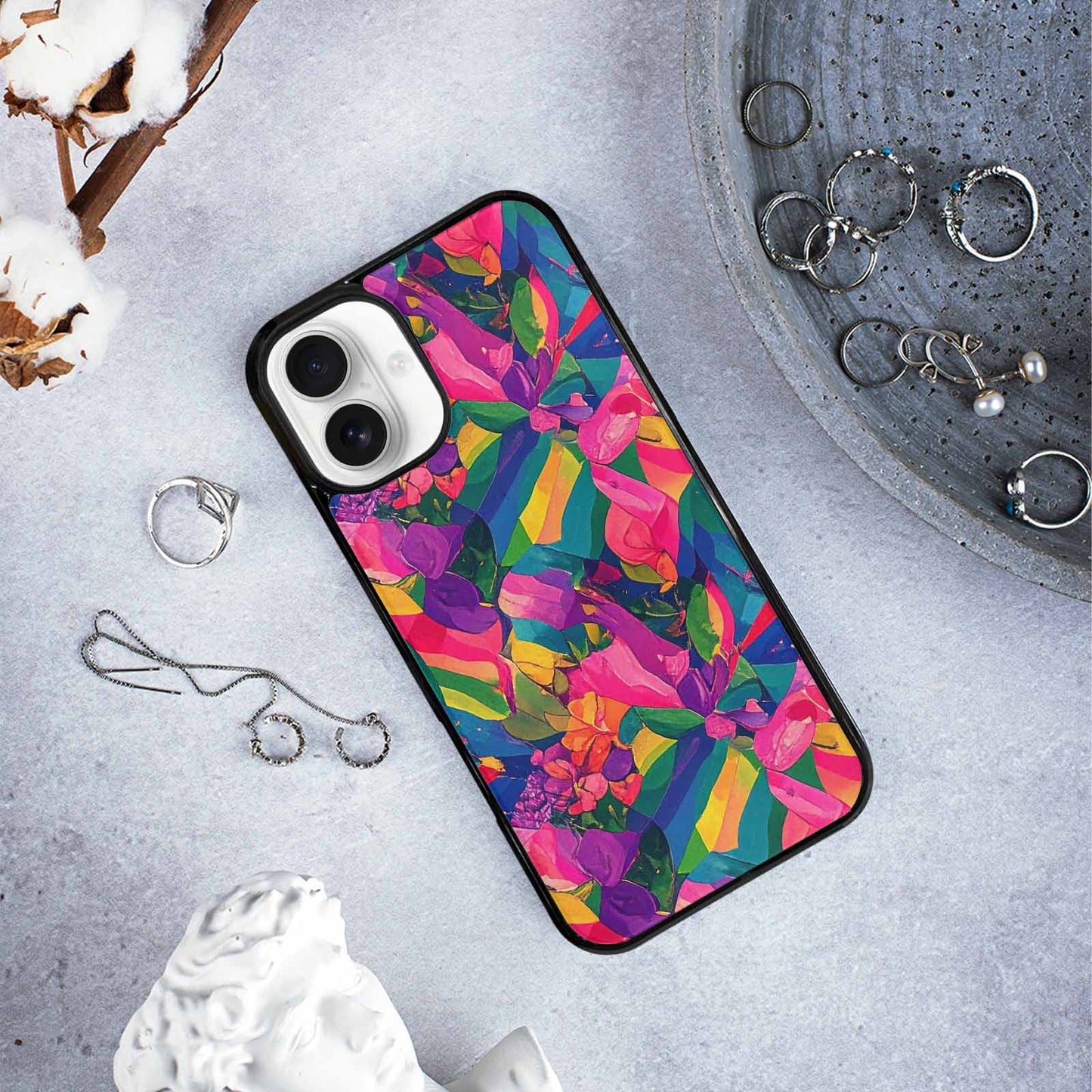 iPhone 16 Plus Case — Polysexual Flag Color Theme Small Rainbow, Custom Art Phone Cover