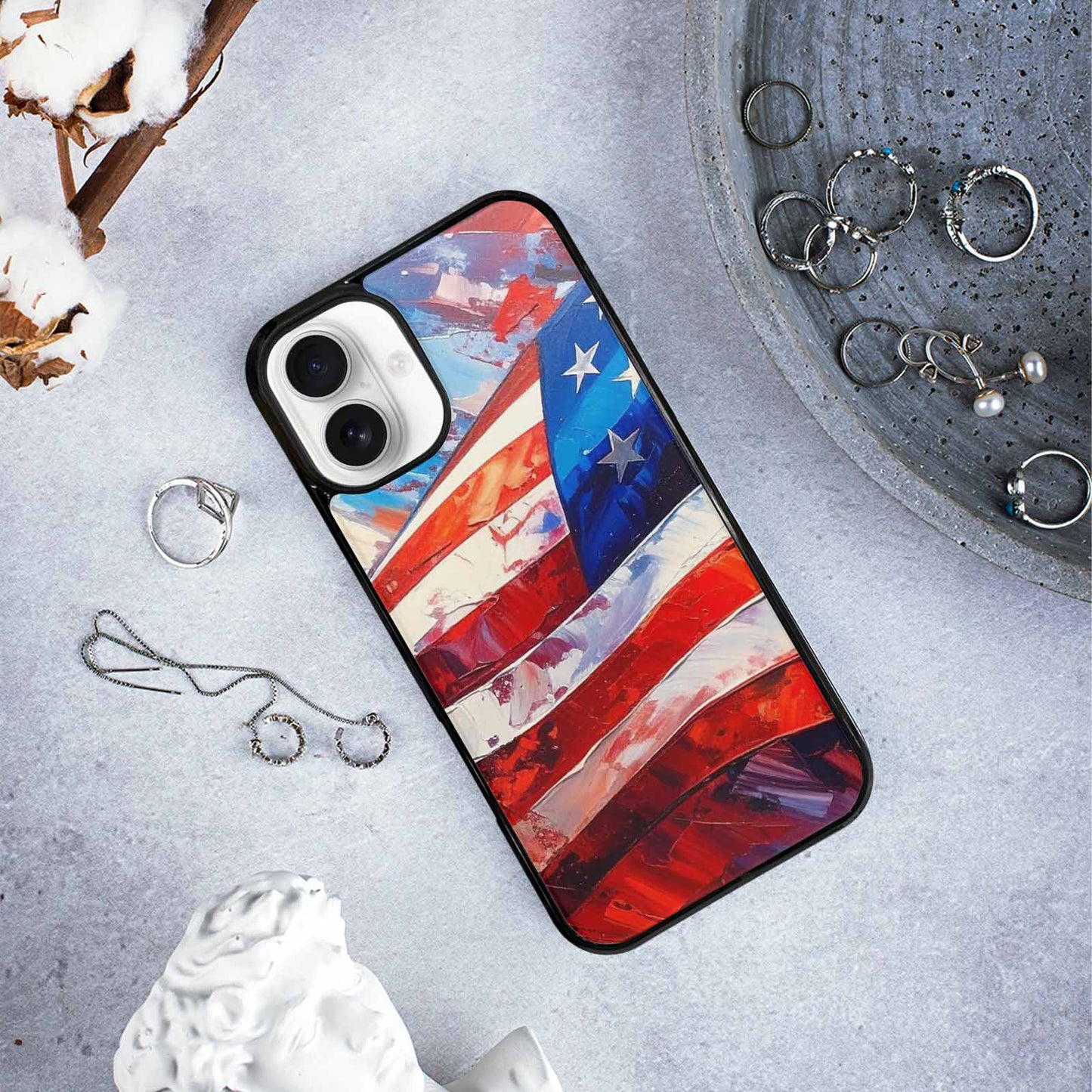 iPhone 16 Plus Case — Usa Flag Stars And Stripes Art, Custom Art Phone Cover