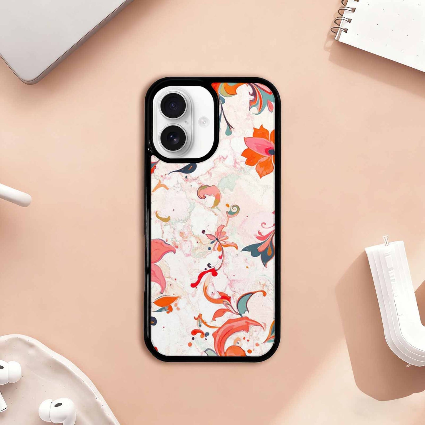 iPhone 17 Case — Marble Floral Art Seamless Floral, Custom Made Phone Cover