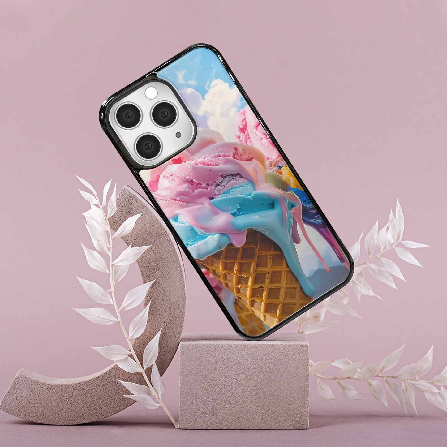 iPhone 15 Pro Max Case — Collage Of Overlapping Waffle Cone Icecream, Custom Art Phone Cover