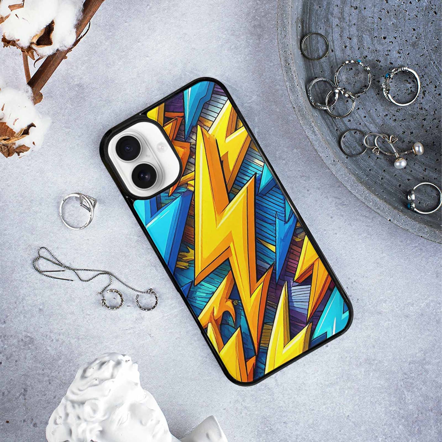 iPhone 16 Plus Case — Lightning Bolt Storm Pattern Hundreds Of, Custom Designed Case Cover