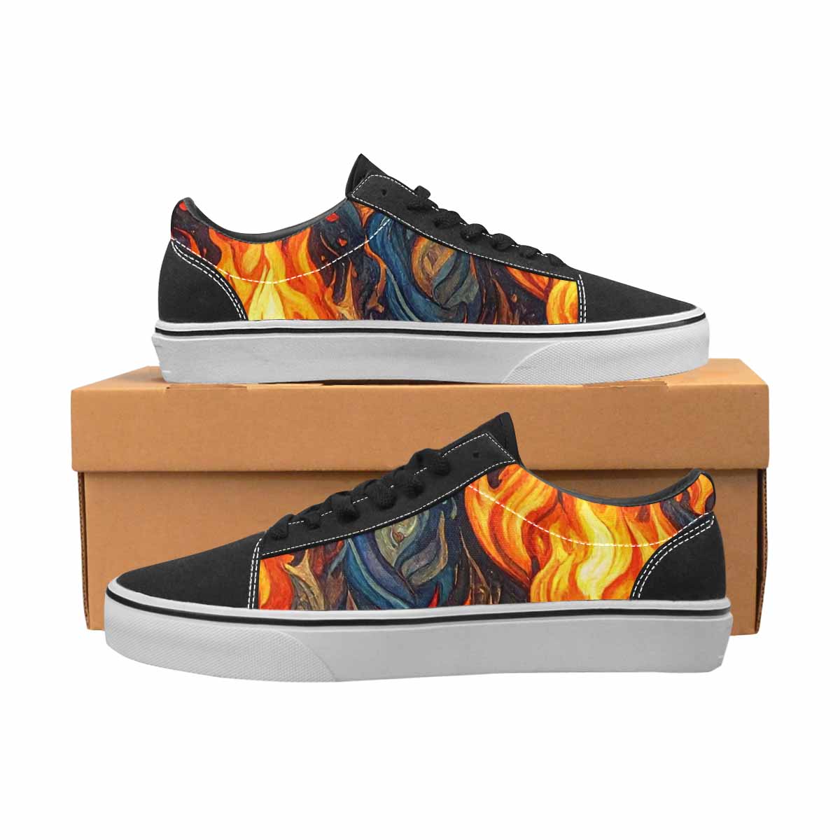 WOMEN'S Fire Flame Canvas Lace-Up Dark Academia Sneakers