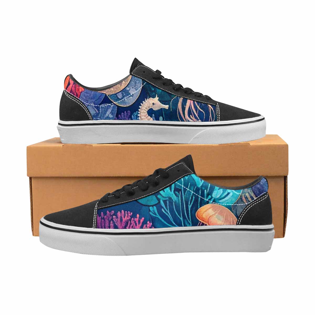 WOMEN'S Fish Scale Coral Canvas Lace-Up Dark Academia Custom Shoes