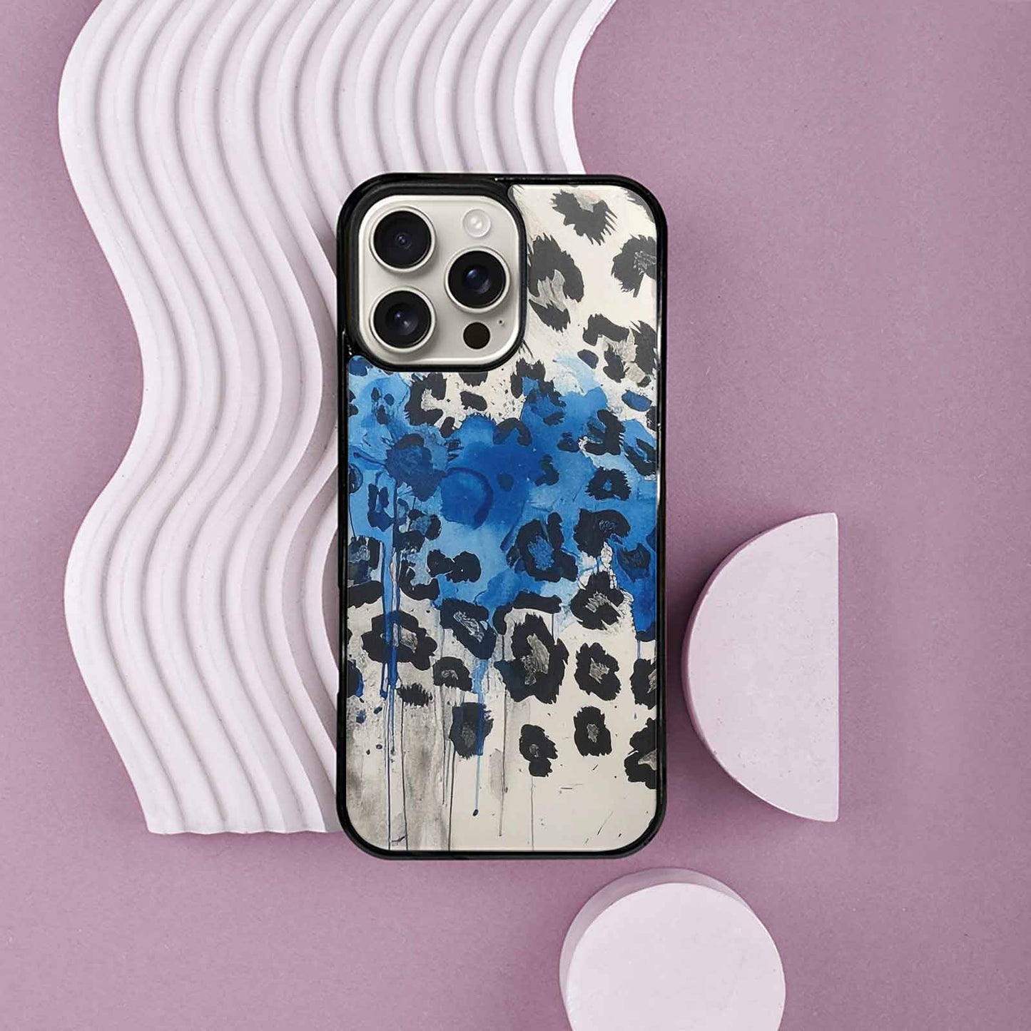 iPhone 16 Pro Max Case — Animal Print Black Blue Ink Animal, Personalized Phone Case