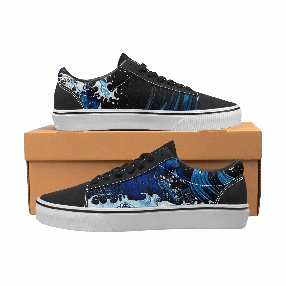 WOMEN'S Nautical Wave Lace-Up Canvas Dark Academia Custom Sneakers