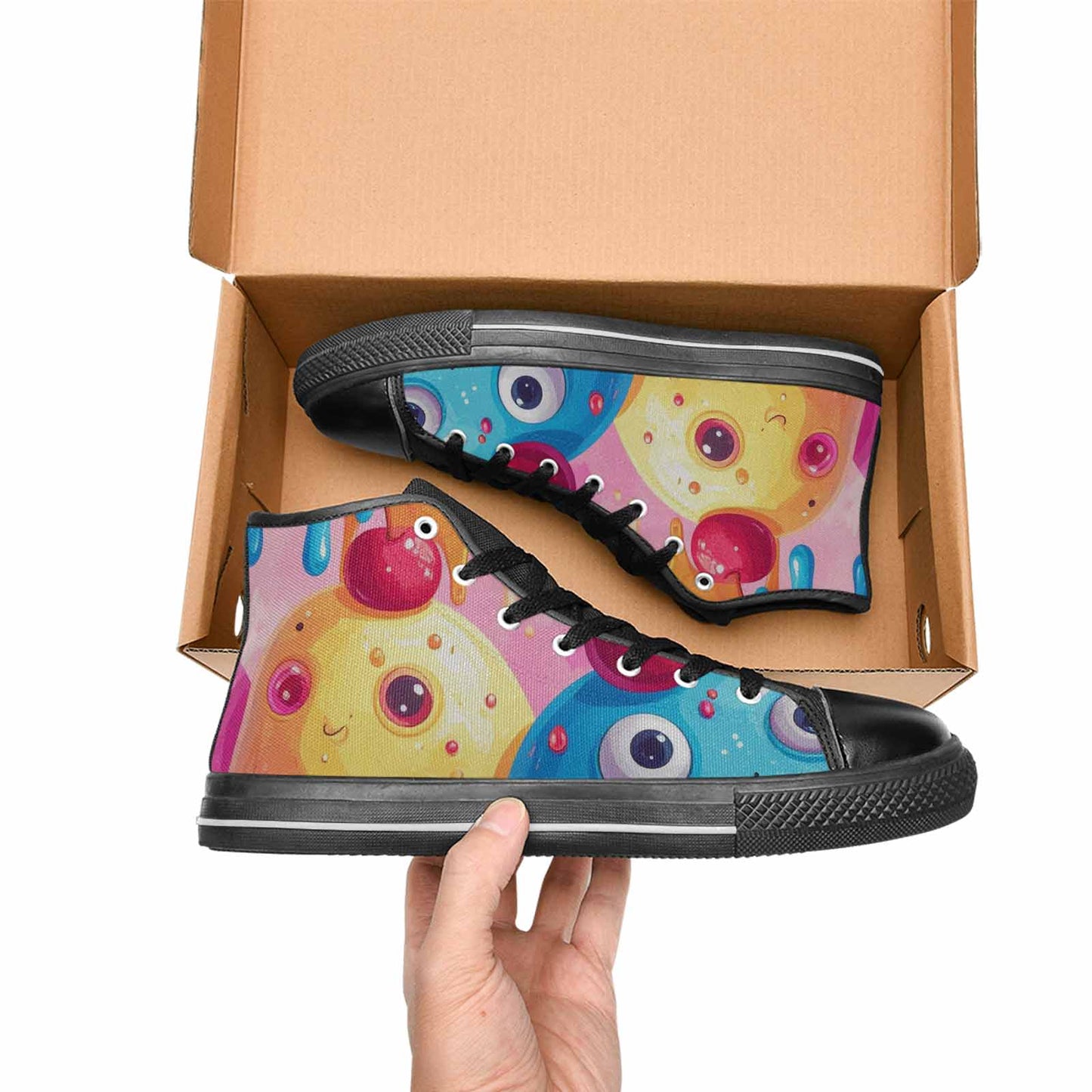 MEN'S Melting Icecream Monster Cherry High Top Canvas Vivid Custom Shoes