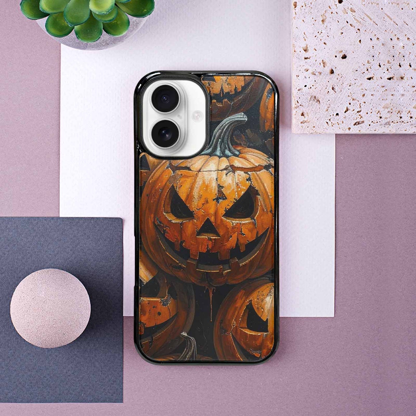 iPhone 16 Case — Halloween Cracked Jackolantern, Custom Printed Phone Case