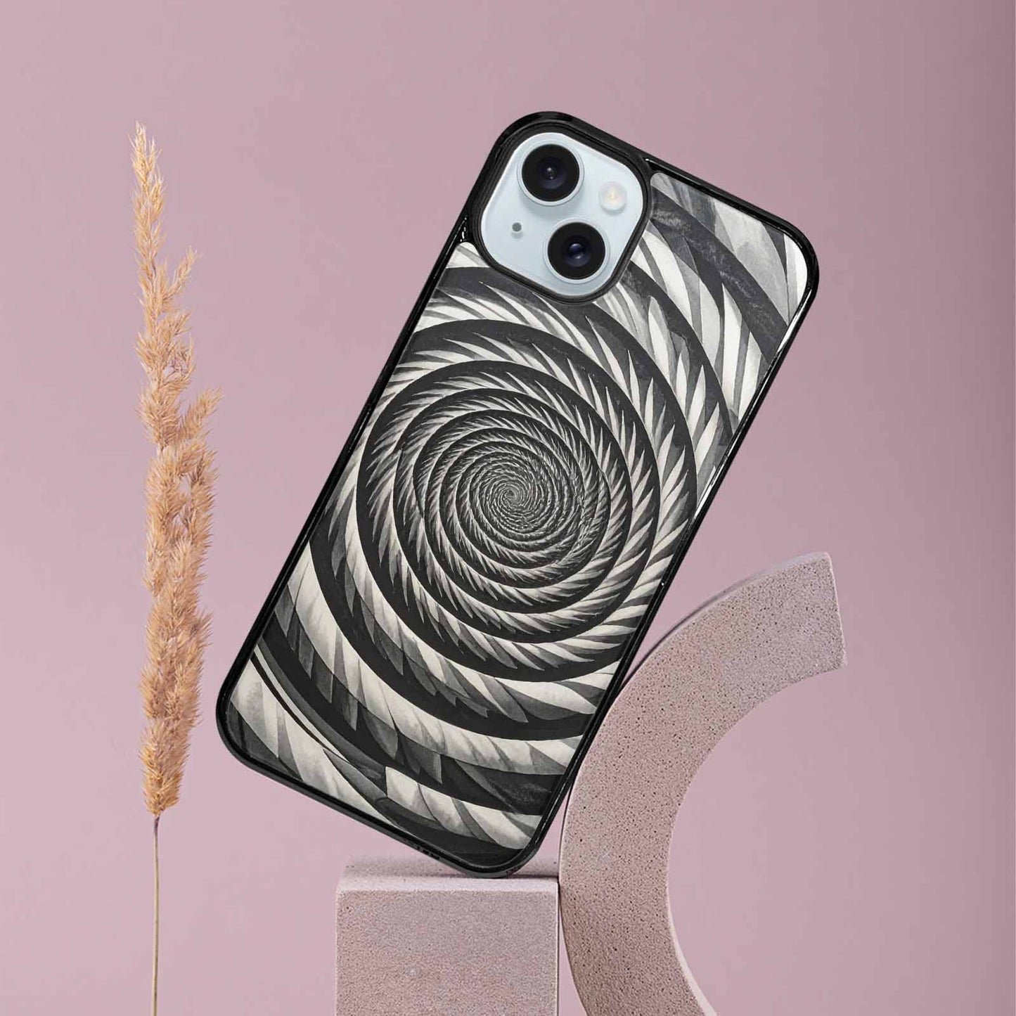 iPhone 15 Plus Case — Hypnotic Spiral Optical Illusion Motif High, Custom Made Phone Cover