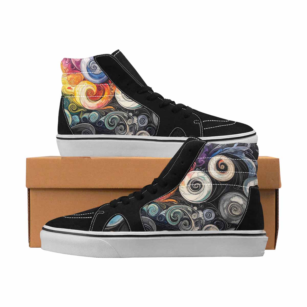 Tie Dye Black & White Printed Shoes 3 | Men's | Freaky Shoes®