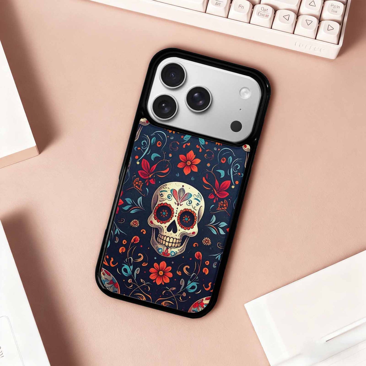 iPhone 17 Pro Case — Day Dead Sugar Skull Art Gothic, Custom Printed Phone Case