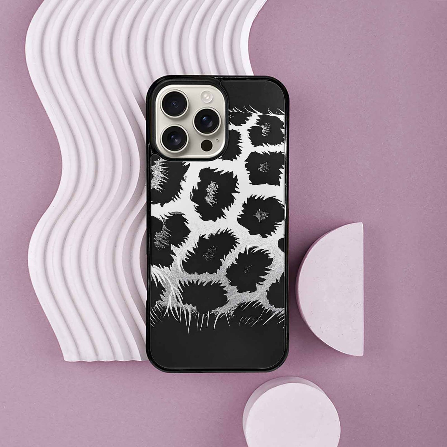 iPhone 16 Pro Max Case — Leopard Print Black And White Style, Personalized Phone Case