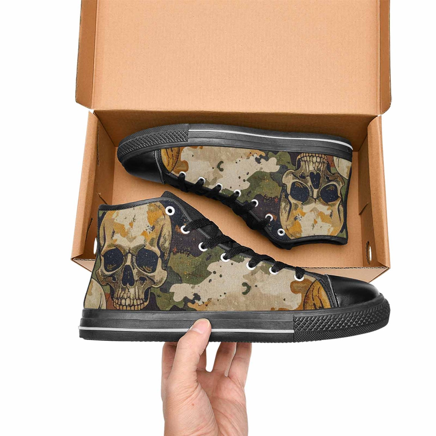 MEN'S Military Camo Skull High Top Canvas Dreamcore Shoes