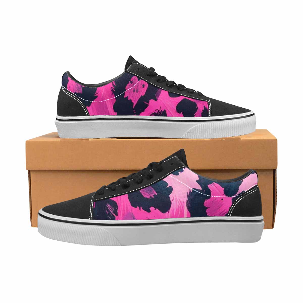 MEN'S Leopard Neon Pink Teal Airbrush Canvas Lace-Up Dreamcore Shoes