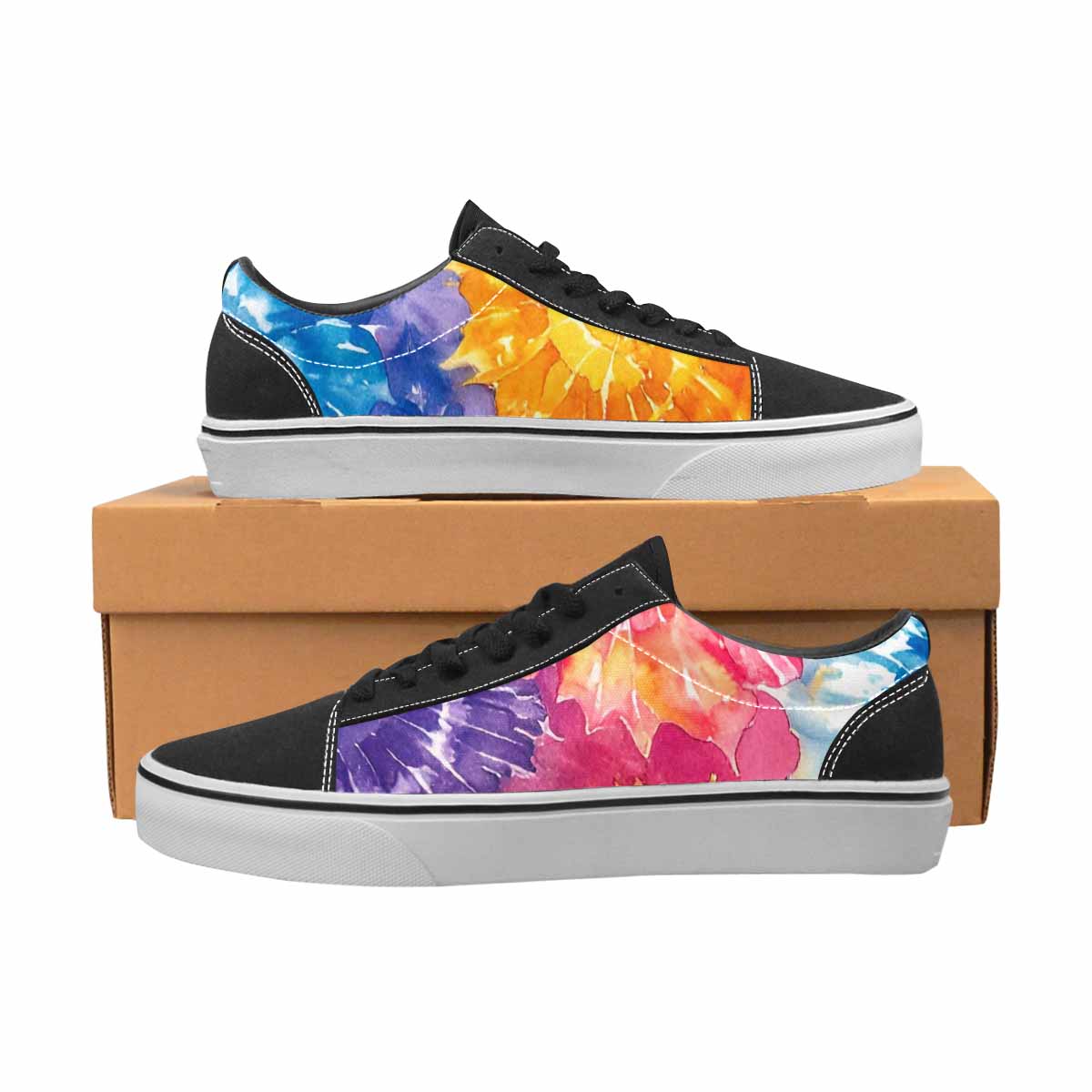 WOMEN'S Tie Dye Swirl Canvas Lace-Up Cottagecore Custom Sneakers