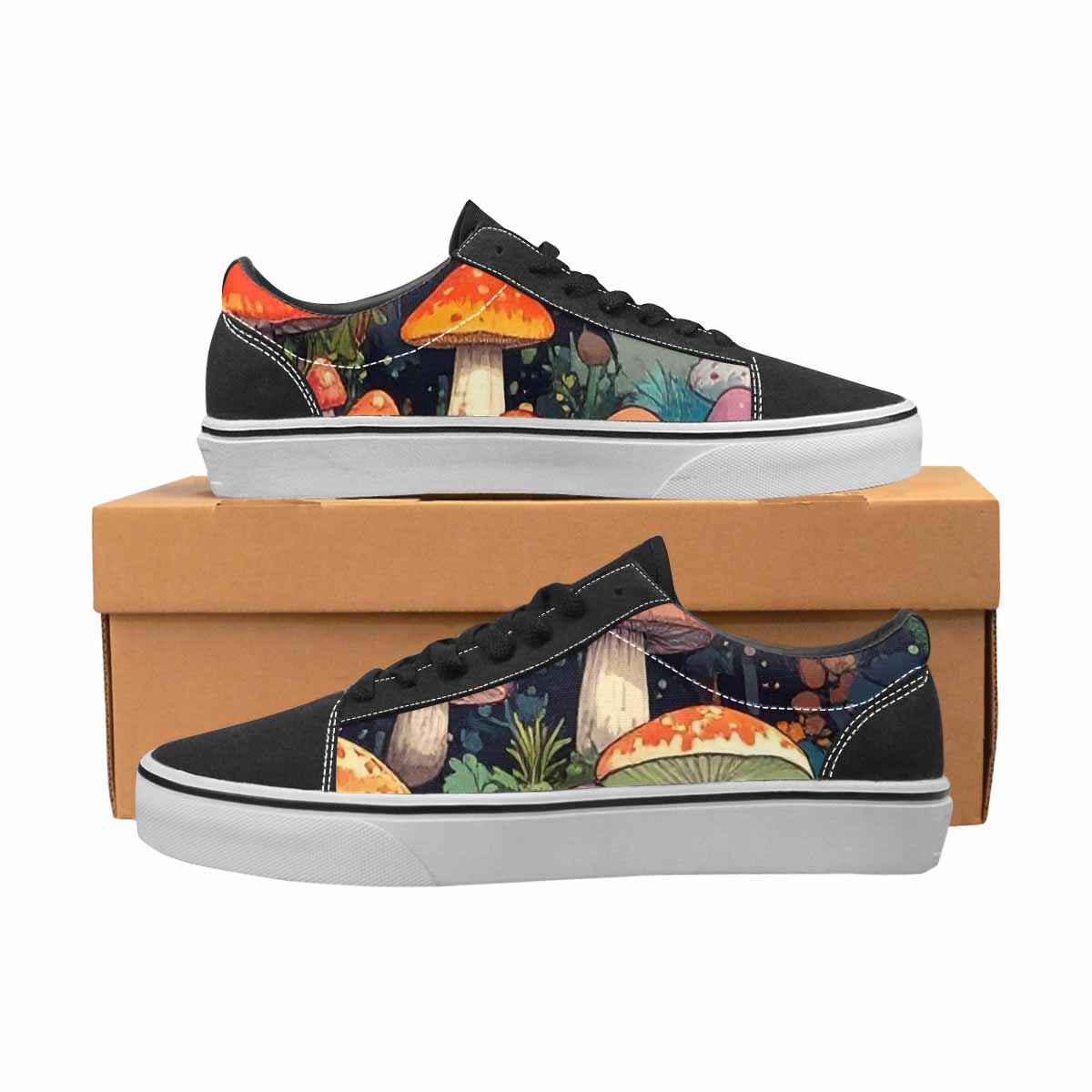 WOMEN'S Mushrooms Camo Mushrooms Lace-Up Canvas Dreamlike Custom Shoes