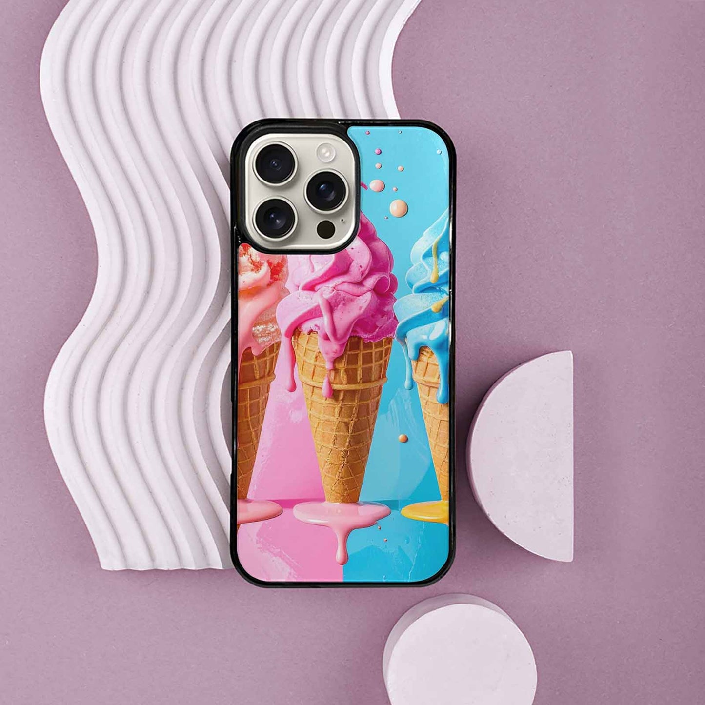 iPhone 16 Pro Max Case — Collage Of Overlapping Waffle Cones Icecream, Customized Protective Case