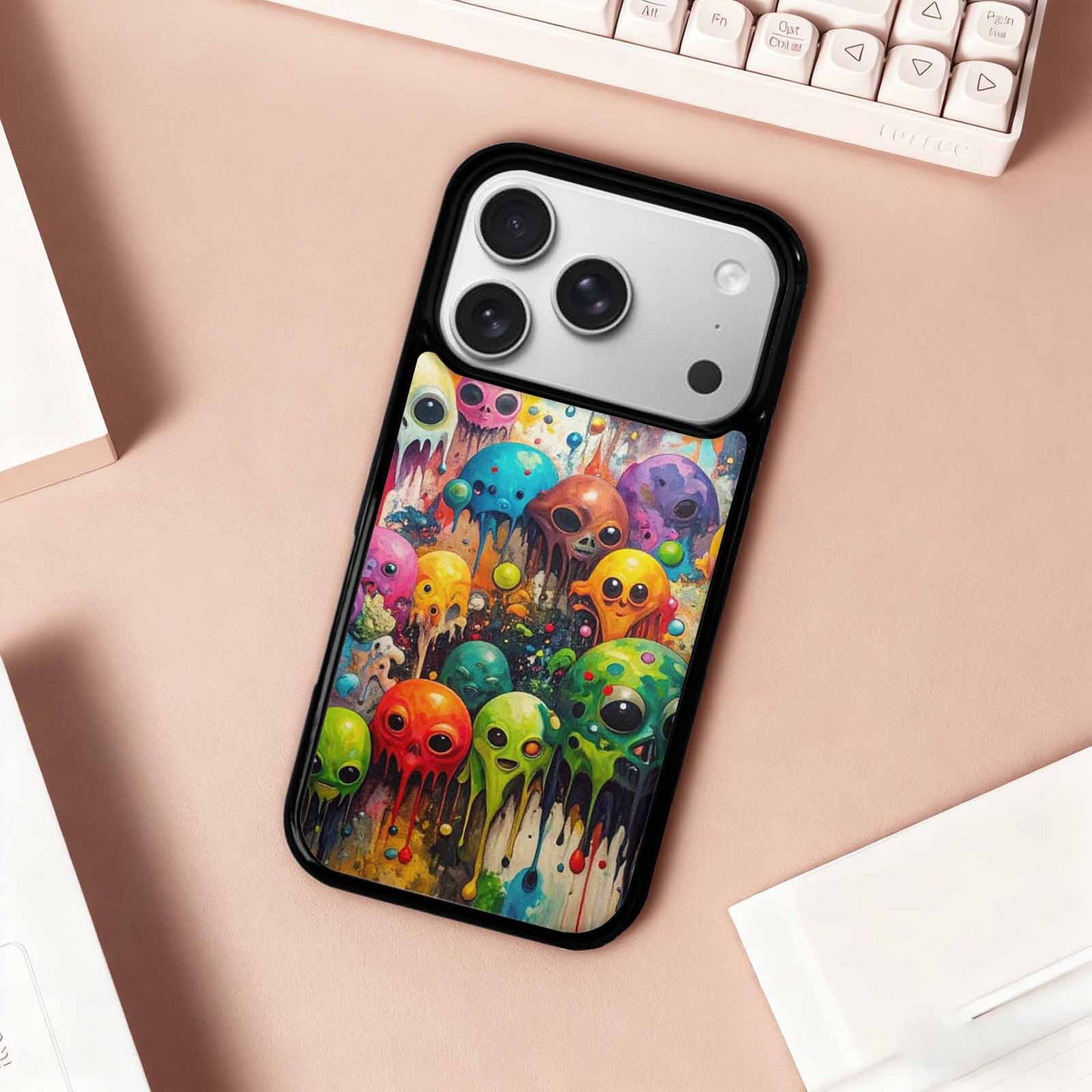 iPhone 17 Pro Case — Aliens Camomelting Aliens Patt Alien Scifi, Unique Phone Case Design