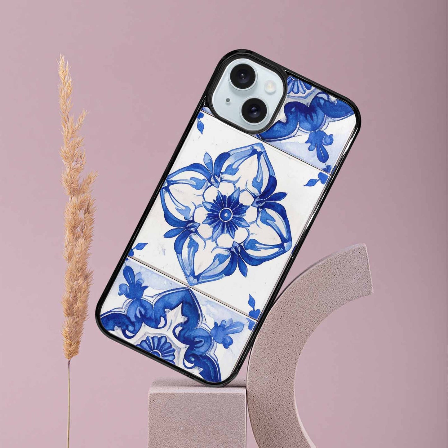 iPhone 15 Plus Case — Talavera Tile Floral, Custom Print Case Cover