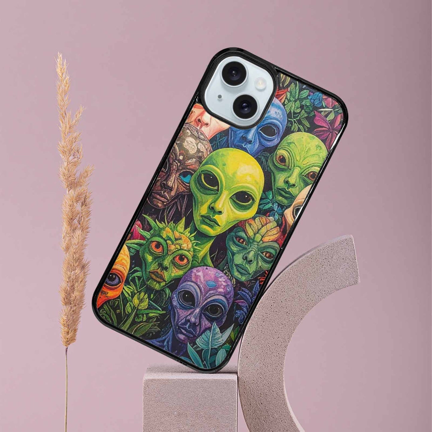 iPhone 15 Plus Case — Aliens Pattern Hundreds Of Sma, Custom Print Case Cover