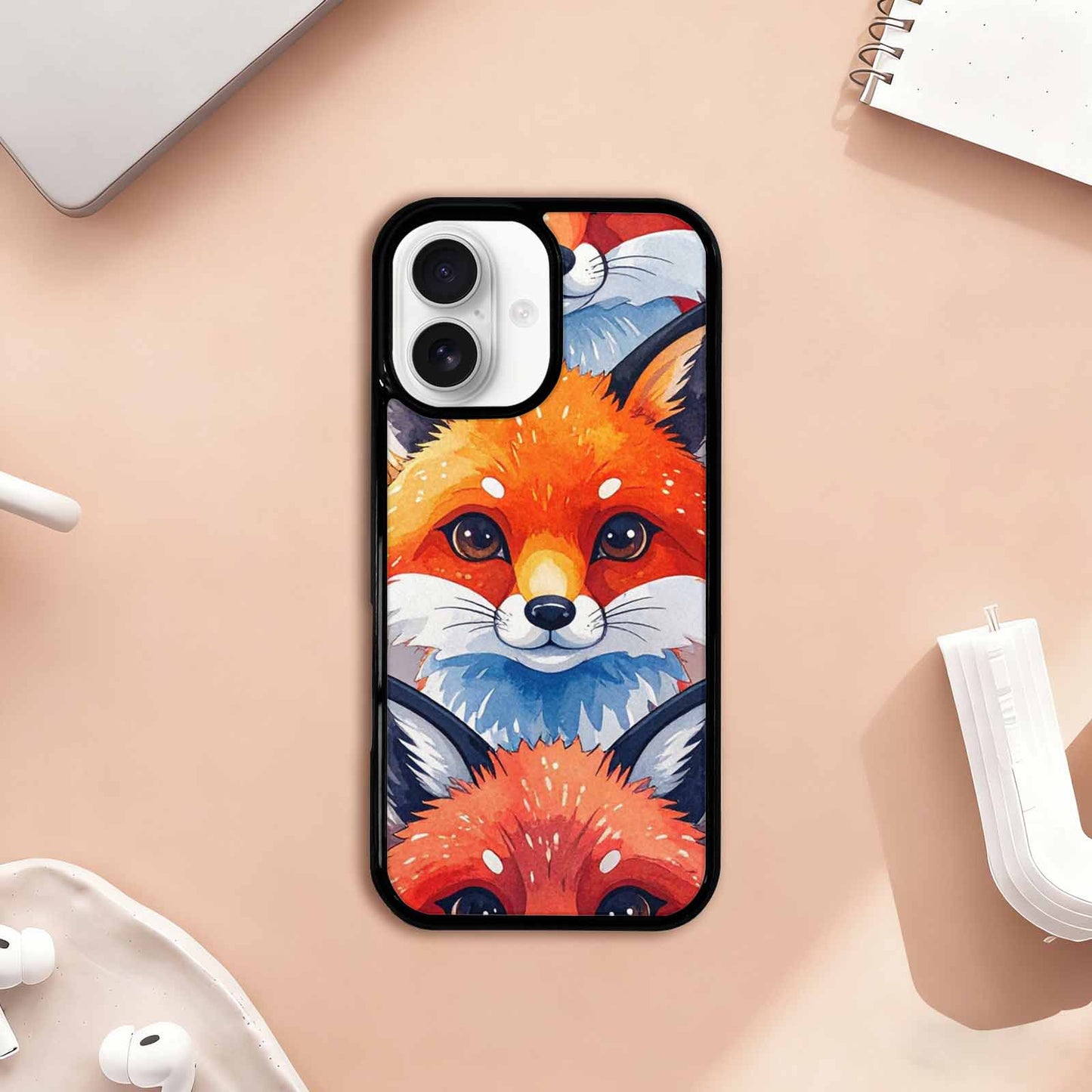 iPhone 17 Case — Watercolor Kawaii Fox Watercolor Abstract, Original Design Phone Case