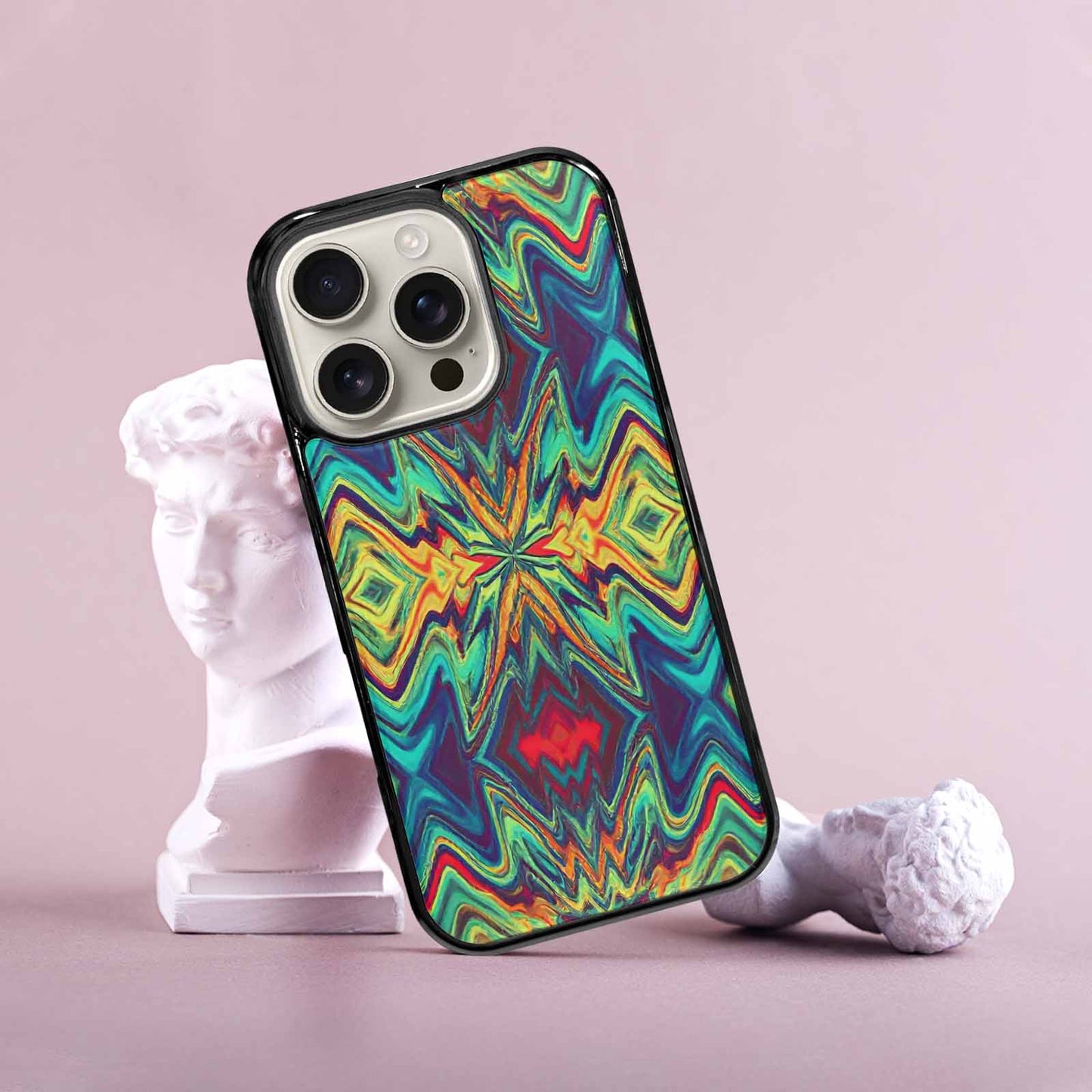 iPhone 16 Pro Case — Holographic Tribal Blaze, Custom Art Phone Cover
