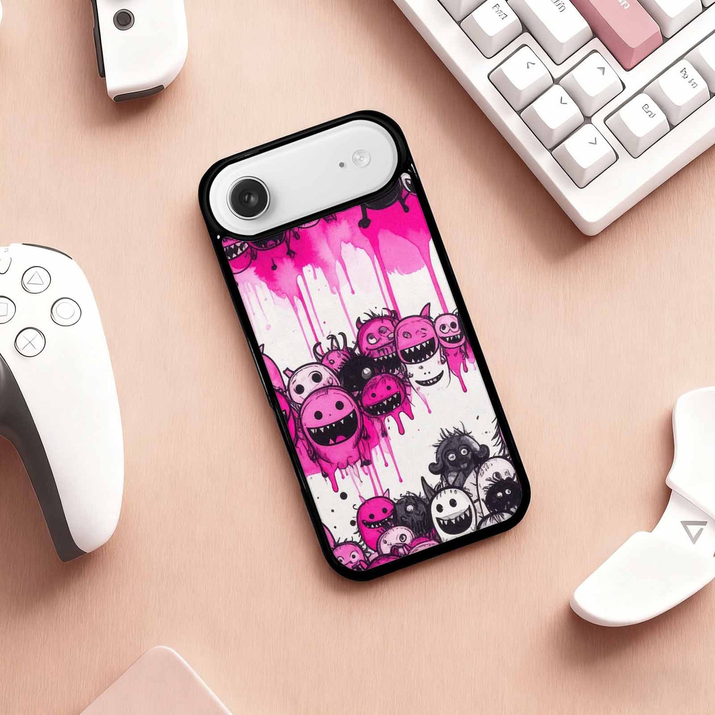 iPhone 17 Air Case — Black Pink Ink Monsters General Cartoon, Custom Phone Case