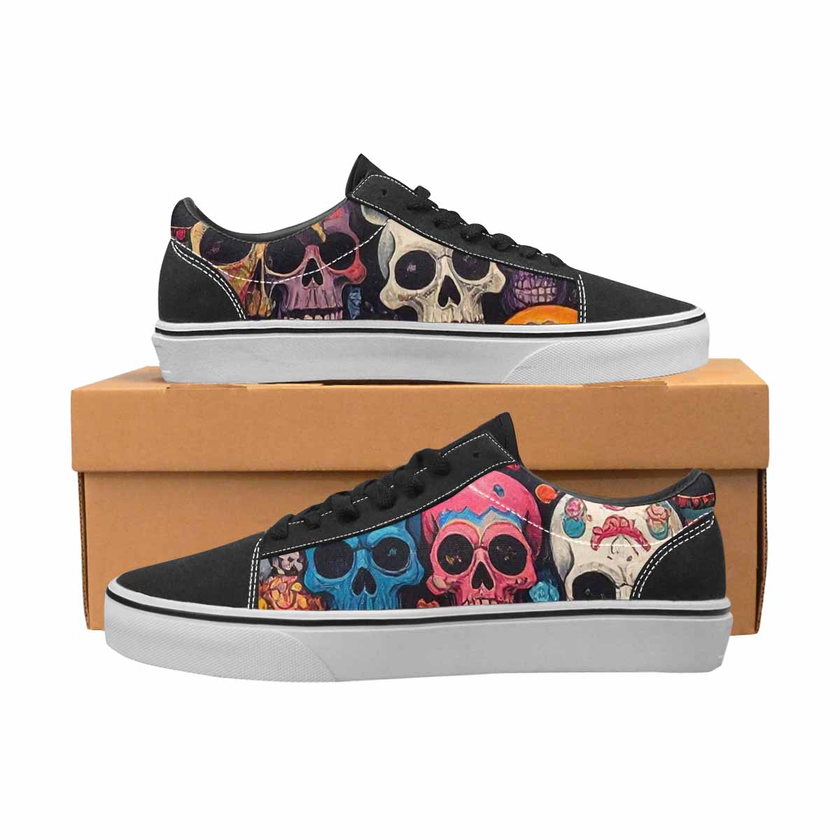 WOMEN'S Skulls (general) Skulls Lace-Up Canvas Kaleidoscope Sneakers