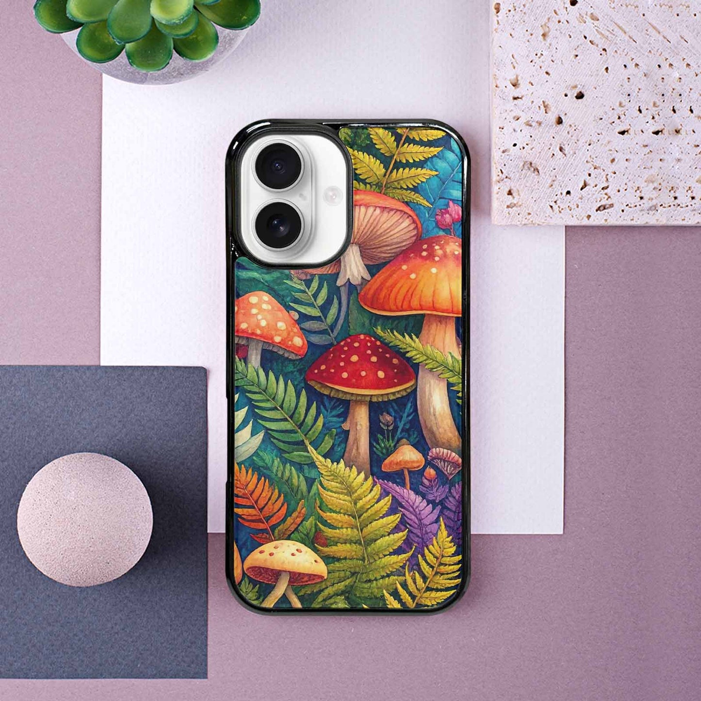 iPhone 16 Case — Mushrooms Botanicalmushrooms P Cix, Customized Protective Case