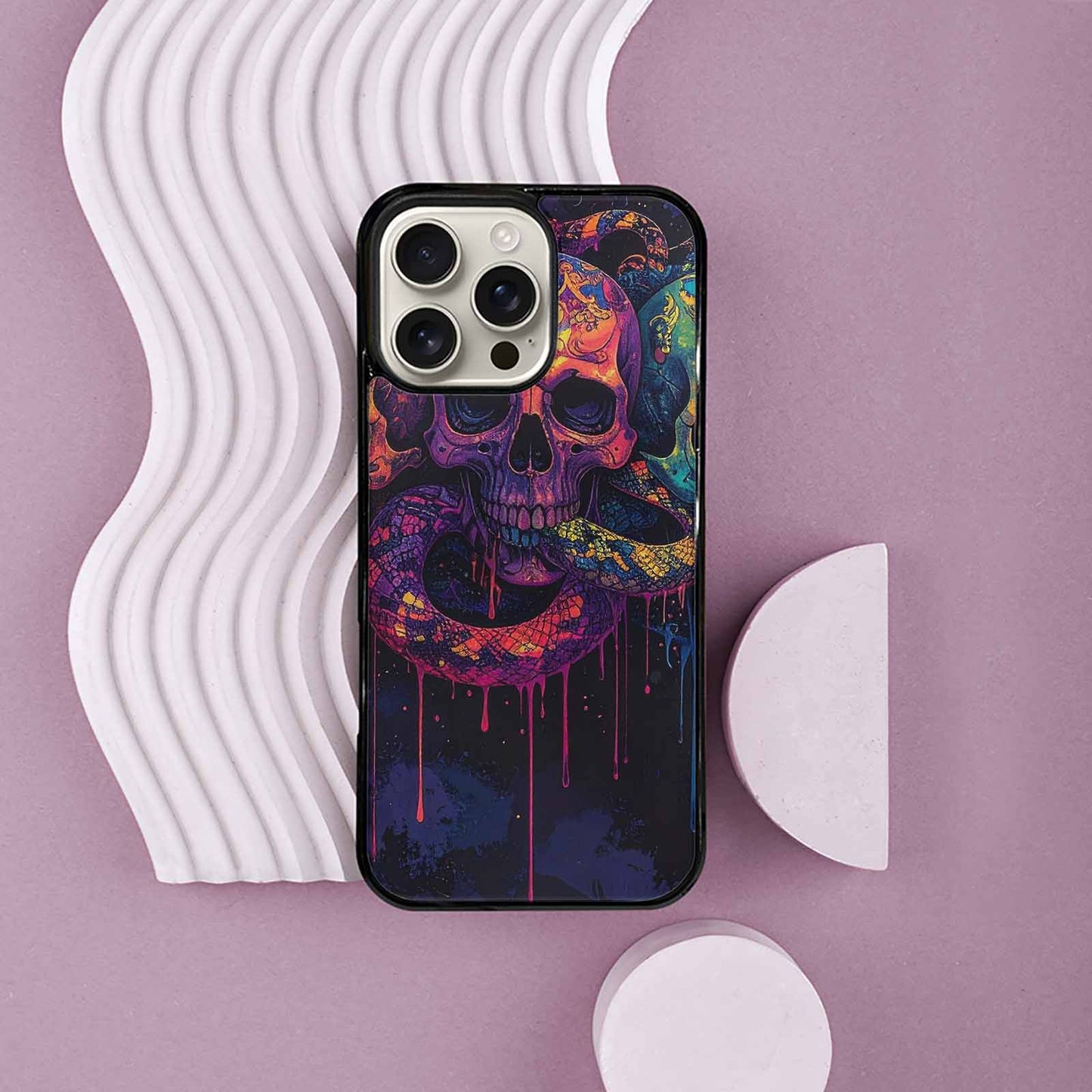 iPhone 16 Pro Max Case — Snakes And Skulls Collage Custom, Original Design Phone Case