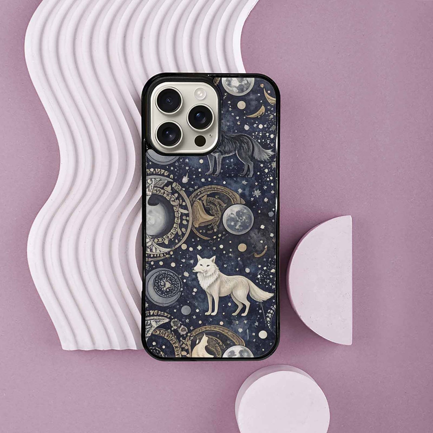 iPhone 16 Pro Max Case — Wolves Everywhere Collage Overlap Small Wolf, Custom Made Phone Cover