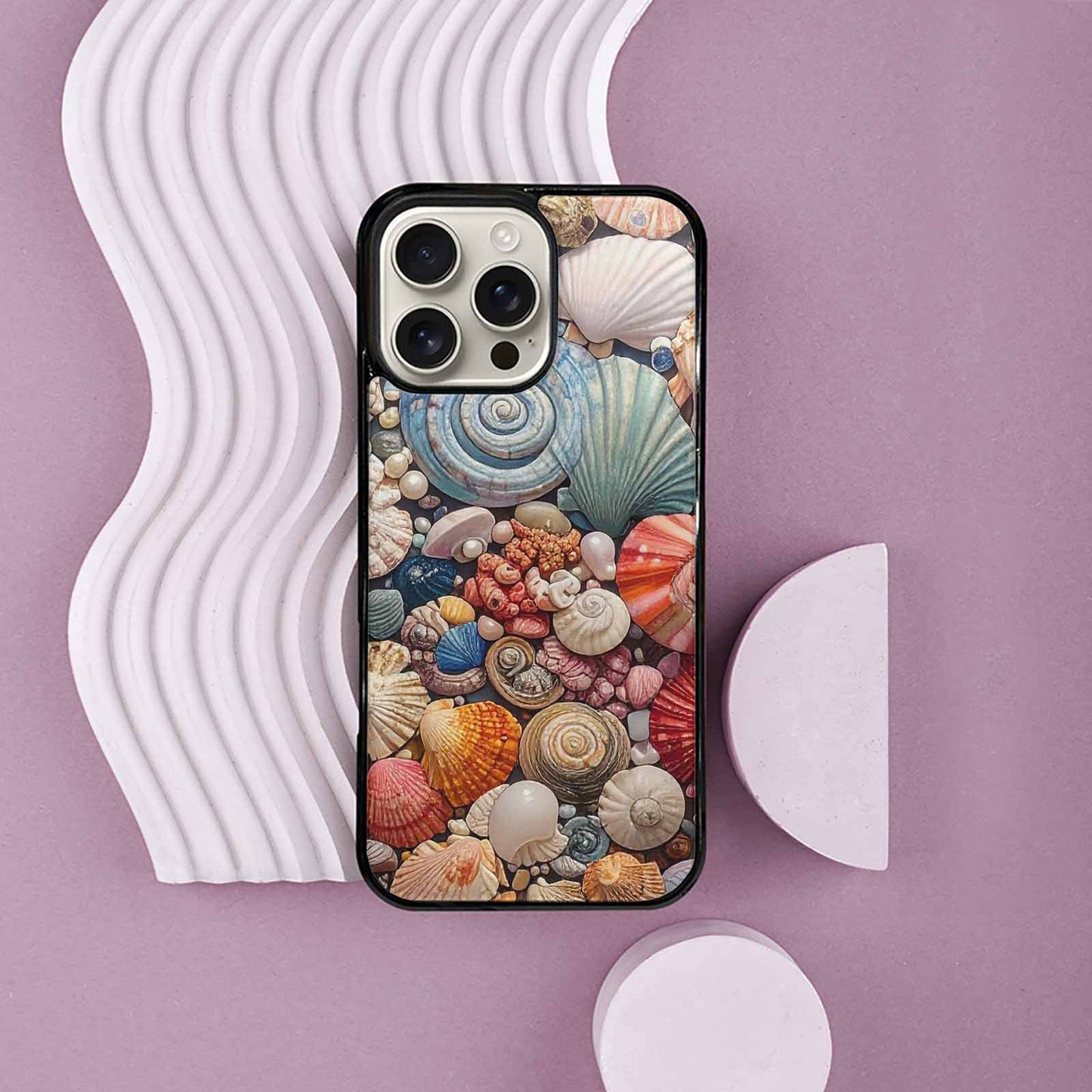 iPhone 16 Pro Max Case — Seashell Collage Seashell Collage Pattern Hundreds, Custom Print Case Cover