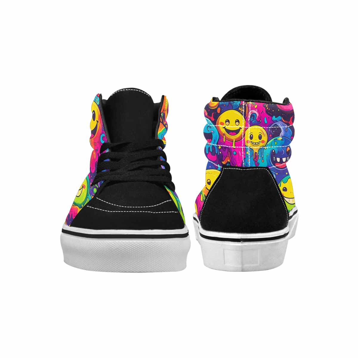 WOMEN'S Yellow Smiley Face High Top Canvas Aesthetic Shoes