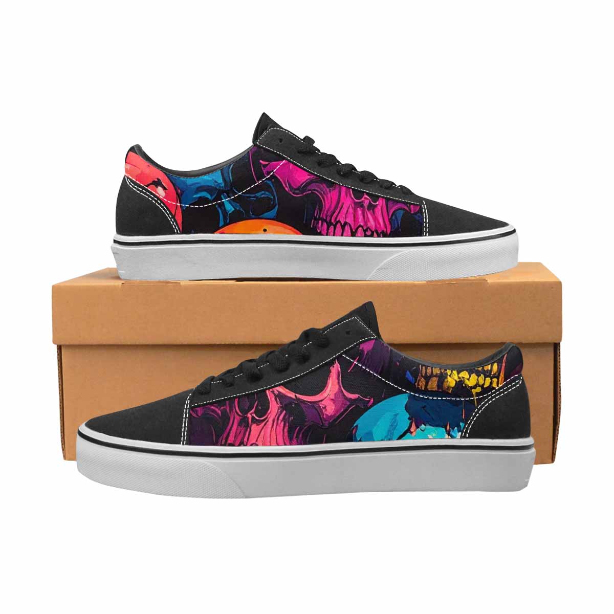 WOMEN'S 1000s Skulls Digital Camo Lace-Up Canvas Dark Academia Custom Sneakers